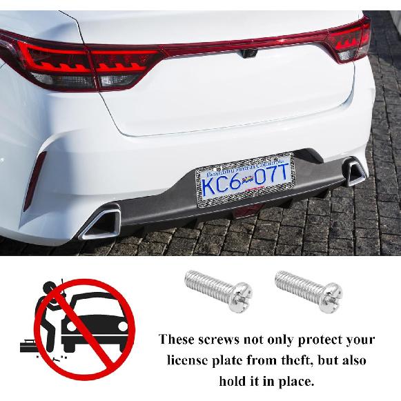 Bling Car License Plate Frame, Handcrafted Rhinestone License Plate Frame With Glitter Screw Caps, Sparkly Bedazzled Diamond Stainless Steel License