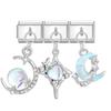 Y2K 3PCS Colorful Crystal Zircon Pendant Moon Star Bow Italian Charm Links Stainless Steel Fit 9mm Bracelet Jewelry DIY Making