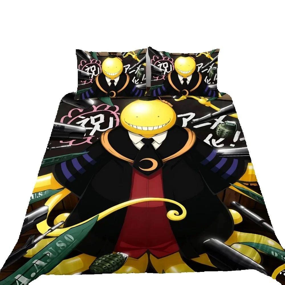 Anime Assassination Classroom Bettbezug Kissenbezug Bettwäsche-Set für Kinder Mädchen Jungen Schlafzimmer Geschenk Einzel Doppel Groß