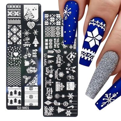1ks vánoční design destičky na razítkování nehtů šablony na manikúru šablonové nástroje sněhová vločka losí vánoční strom