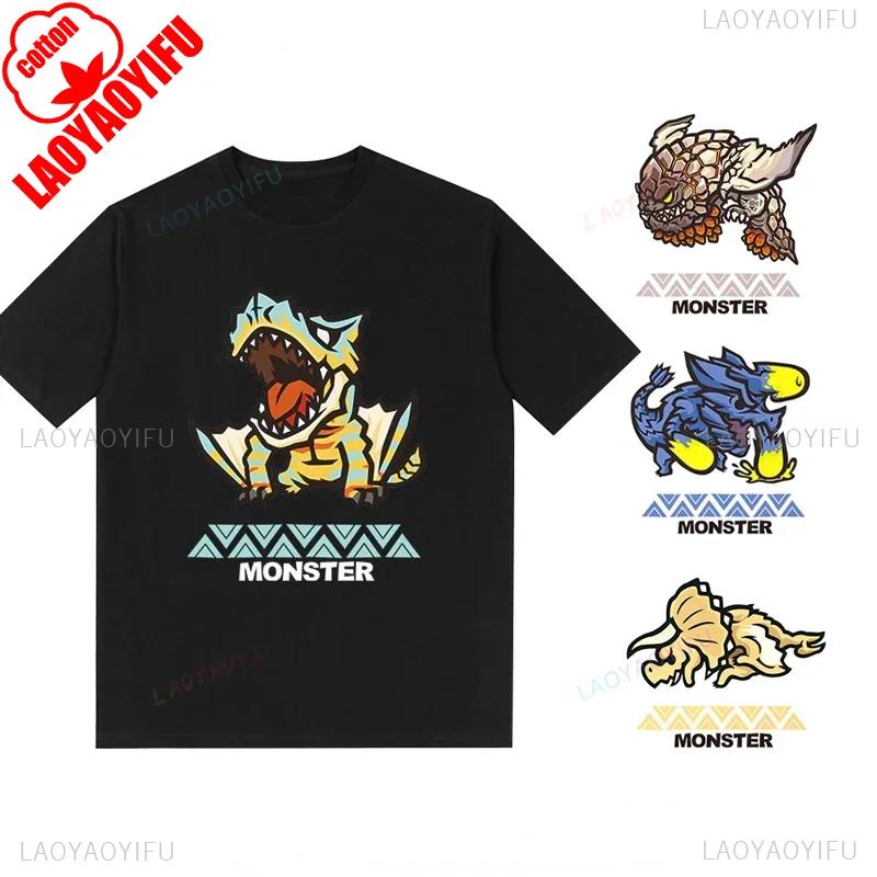 Monster Hunter Tshirt Funny Game Fans Cartoon Tops Cotton Korea Style Short Sleeve T Shirt Casual Hipster Streetwear Man Tees