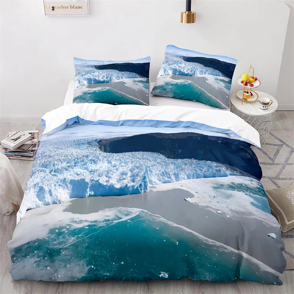 Comforter Snow Mountain Iceberg Northern Antarctic Bedding Set For Kid Boy Girl Rock Stone Queen Size Warm