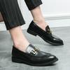Men New Loafers PU Metal Buckle Decorative Fashion Low Heel Professional Classic Business Men Shoes Large Sizes 38-46