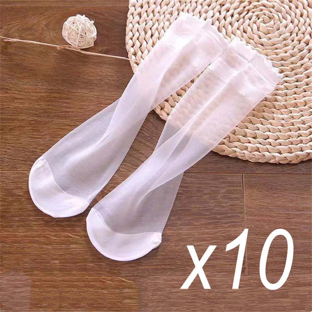 

10 пар жіночих літніх кришталевих шовкових шкарпеток Ультратонкі прозорі шкарпетки Laides Black White Color Nylon Socks Short Ankle Meias 10 Pairs білий