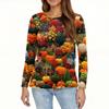 Women's Fashion Casual Halloween Printed Round Neck Long Sleeve Pullover Top