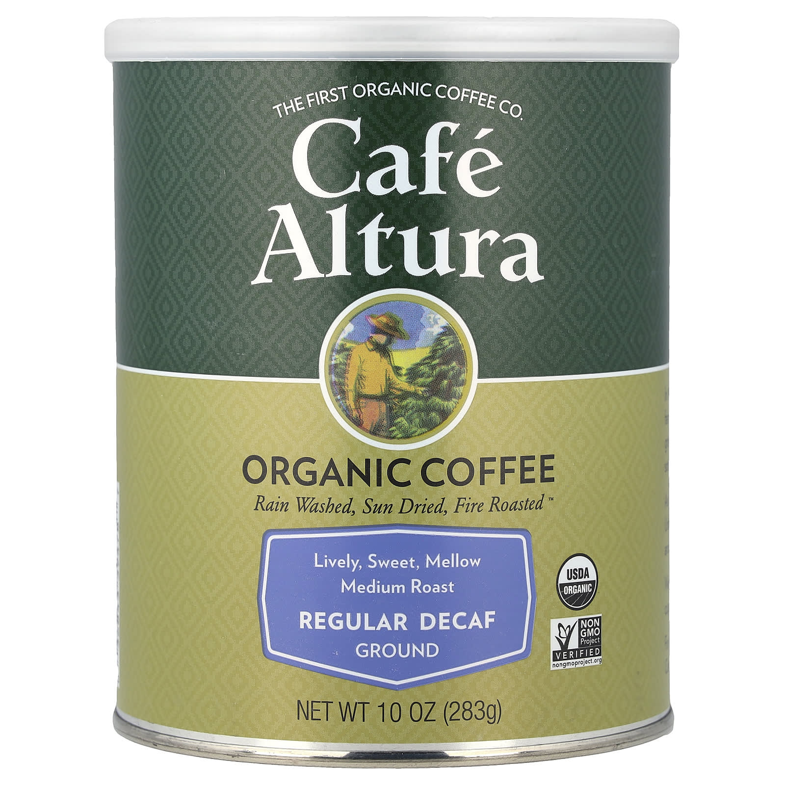 Cafe Altura, Organic Coffee, Ground Coffee, Medium Roast, Regular Decaffeinated, 283g (10oz)