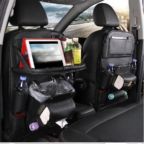 1pcs Universal Car Seat Back Storage Bag Multifunctional Organizer with Tray Auto Interior Accessories