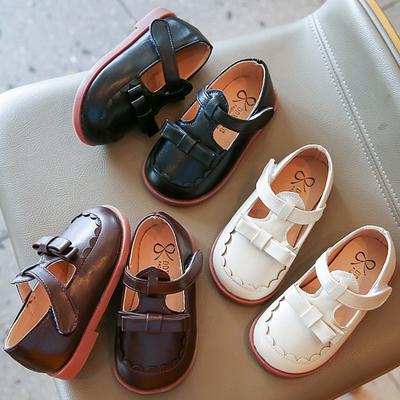 Mädchen-Schuhe mit Schleife und Prinzessinnenmuster, niedliche, elegante und rutschfeste Lederschuhe