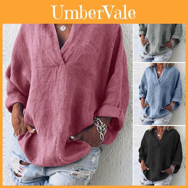 Luxuriously Comfortable Oversized Cross V Neck Shirt For Women In Ethnic Solid Design
