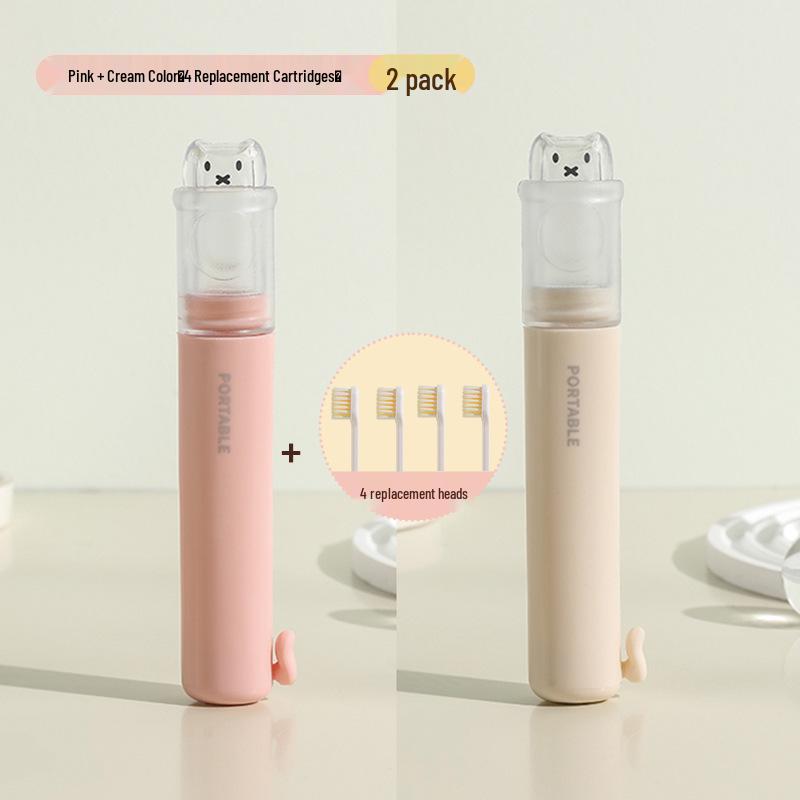 Portable 2-in-1 Toothbrush & Toothpaste Set with Holder - Essential for Travel and Business Trips, Soft Bristles