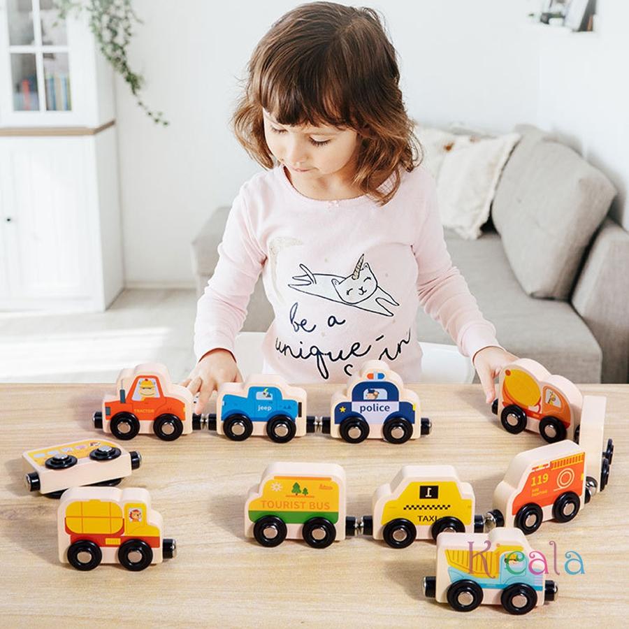 Montessori Magnetic Wooden Train Toys Early Educational Cognition Animal Toy Sorting Learning Teaching Car Cartoon Set For Kids
