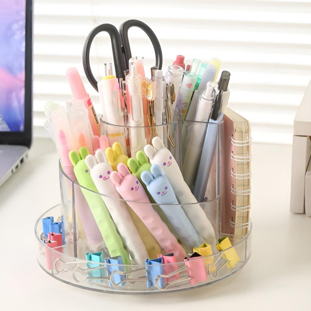 360°Rotating Makeup Brushes Holder Simple Stationery Organizer Pen Storage Box  School Office