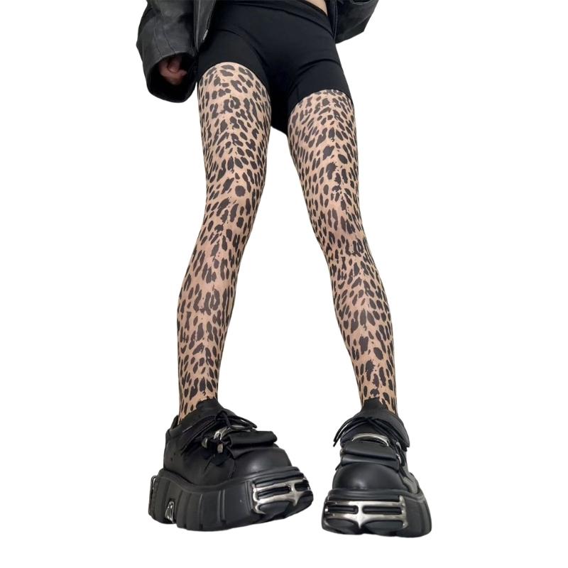 Fashionable Leopard Design Stretchable Pantyhose Soft Nylon Blend Leggings Perfect For Outfits 1
