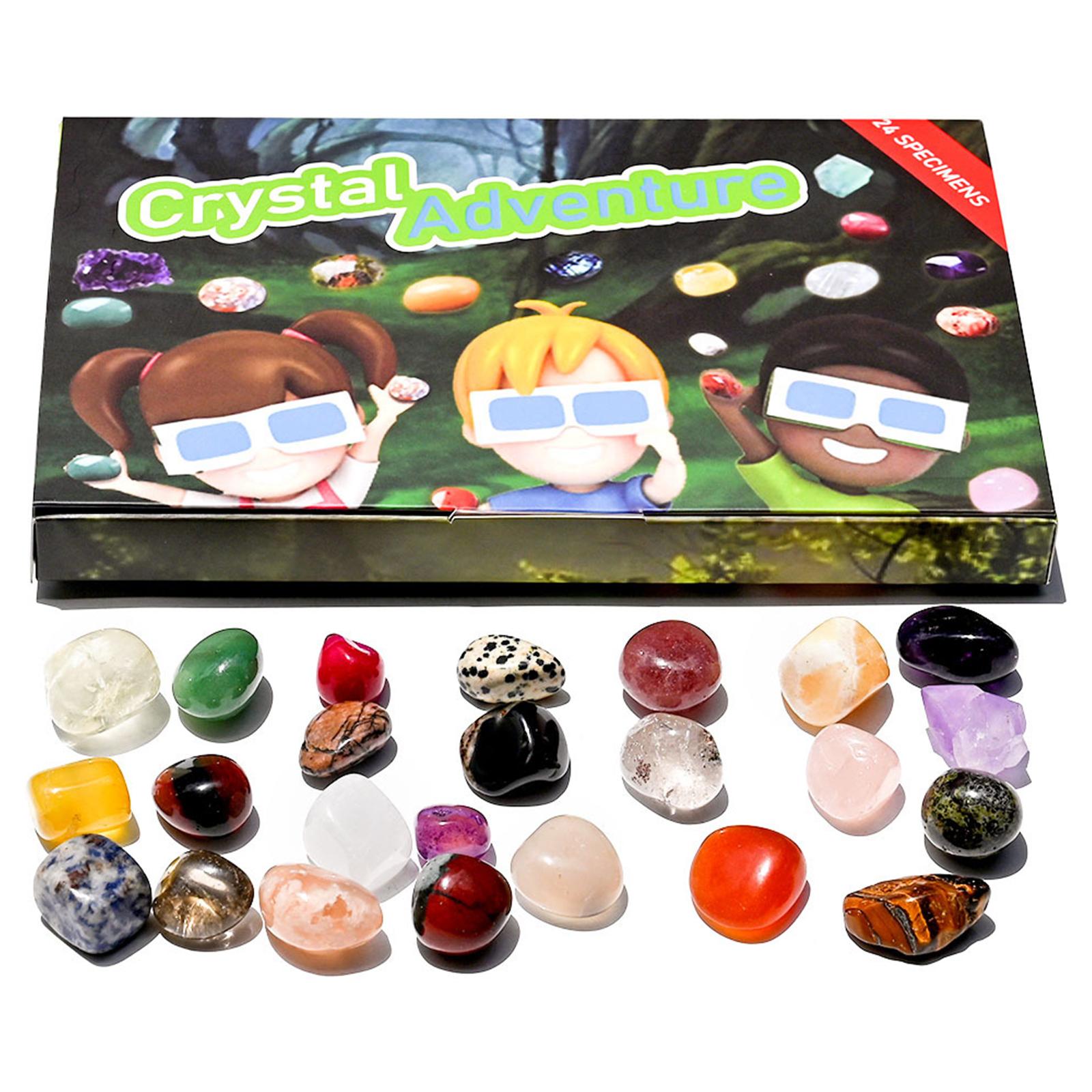 

Natural Crystal Gemstones Advent Calendar 2026 Christmas Healing Stones Rocks and Minerals Countdown Calendars Xmas Trees Decor 24 IN 1