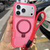 Luxury Magnetic Charging Matte Ott Anti-fall Case For iPhone Air 17 16 15 14 Plus Pro Max TPU+PC With Stand & Hand Strap Shell