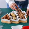 Ceramic Bamboo Wood Christmas Tree Partition Plate Platter Fruit Bowl Breakfast Dish Home Decoration