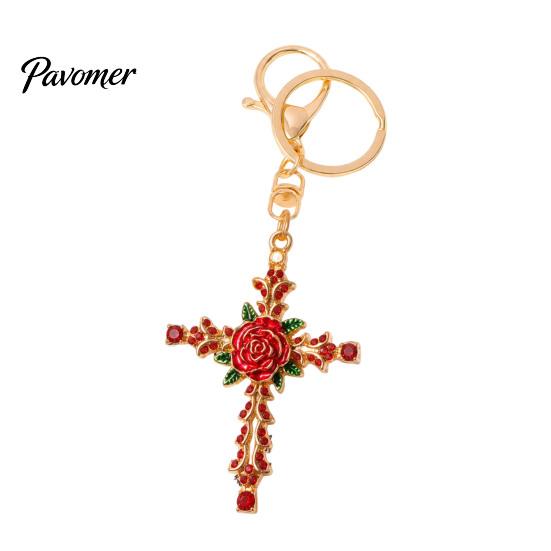 Rhinestone Rose Keychain Retro Keychain, Golden Plated Alloy Key Ring for Holder Men Women, Pendant Handbags Backpacks Decoration Women Handbag Charm