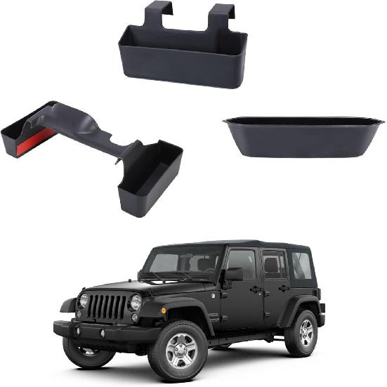 3PCS Gear Shift Console Side Tray Organizer, Center Console Hanging Storage Box, Passenger Side Co-Pilot Organizer Compatible With 2011-2018 Jeep