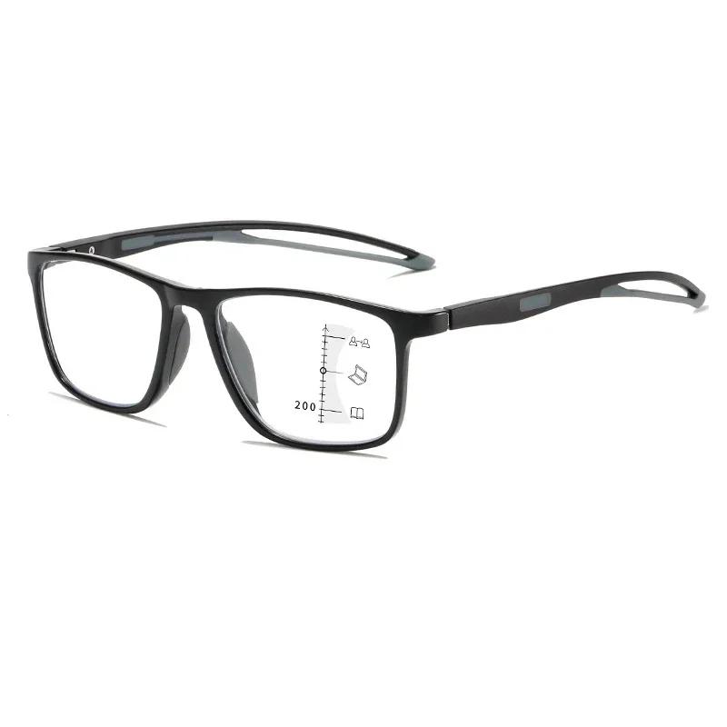 TR90 Sports Smart Photochromic Reading Glasses for Women Men Finished Progressive Multifocal Presbyopia Eyeglasses with Diopter