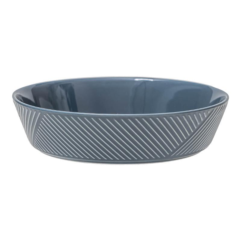Household High-End Ceramic Plates, Deep Plates, Relief Pattern Tableware, Round Large Plates, Restaurants, Hotel Dishes, Niche Plates