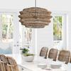 19.7 Rattan Pendant Light Hand-Woven Rustic Wicker Hanging Light Seagrass Ceiling Chandelier in Natural Color for Dining Living