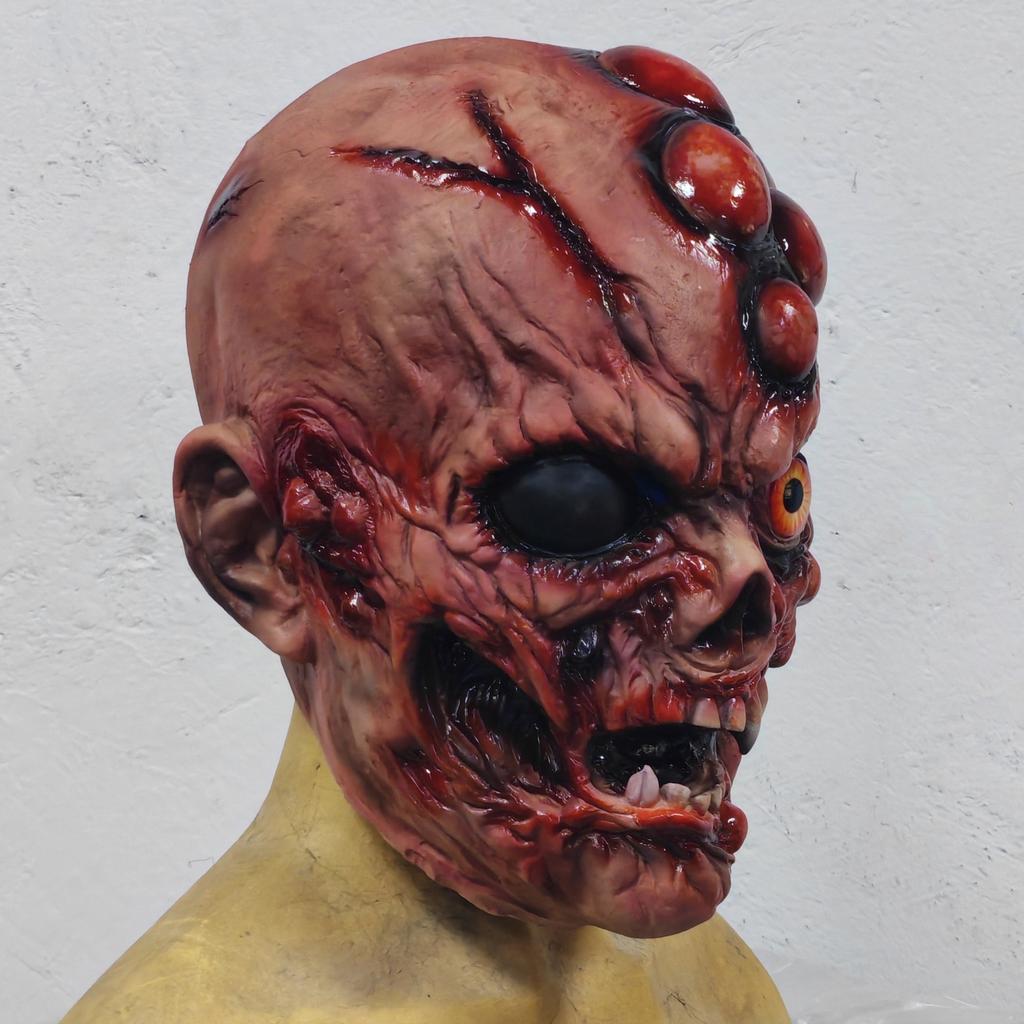 Scary Deformed Creature Latex Mask Bulging Head Monster Face with Horror Eye Halloween Costume Party Cosplay Prop