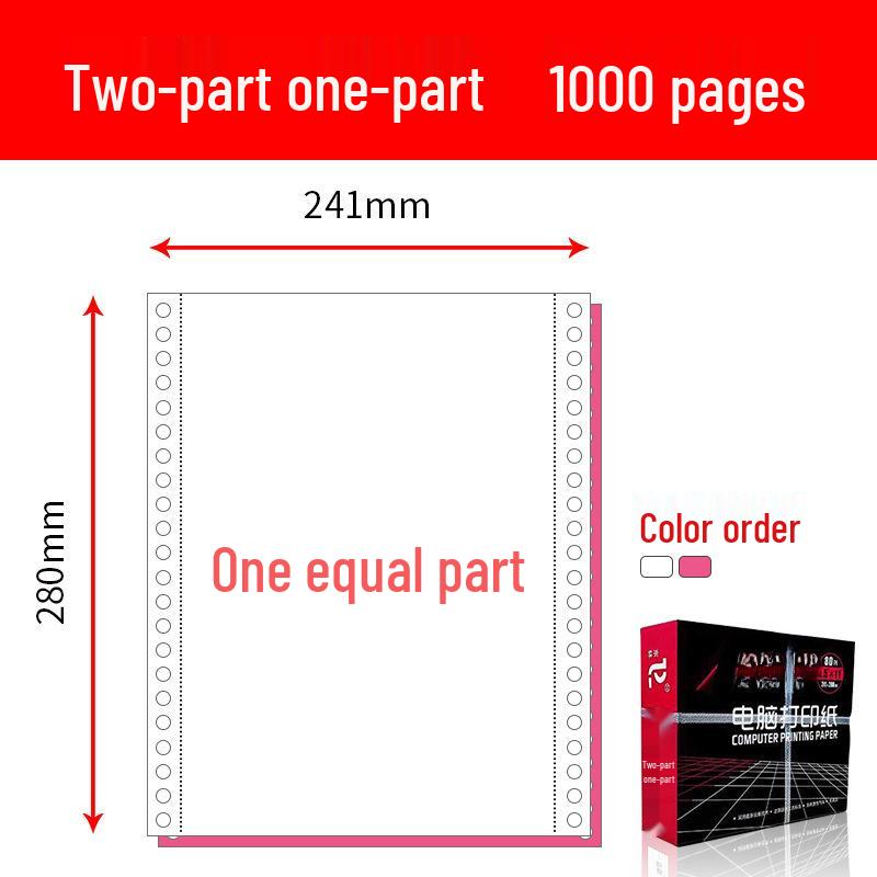 Pinfeed Computer Print Paper: Available in 1 to 5 parts, 241 vouchers, with options for two or three equal parts.