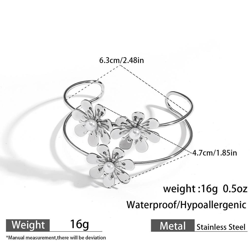 European & American Ocean Style Stainless Steel Bracelet with Starfish, Seashell, Coral Flowers, and Natural Stone Bangle Hand Jewelry.