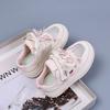 Spring Girls Bow Sneakers Casual White Shoes for Kids Toddler Big Girl Flat Lace Up