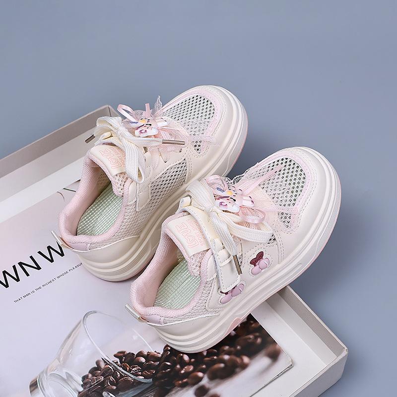 

Girls sports shoes, children s white sneakers2026Spring new style casual shoes for older children, girls bowknot sneakers, trendy 26Inner Length16.5cm розовый