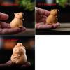 Cute Cartoon Capybara Desktop Figurine Handcrafted with Bell Collar Mini Animal Sculpture Wooden Carved Figurine Home Ornament