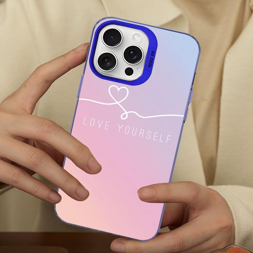 Cute Love Yourself Phone Case For IPhone 16 15 14 13 12 11 Pro Max X XR XSMAX 8 7 Plus Matte Shockproof Back Cover