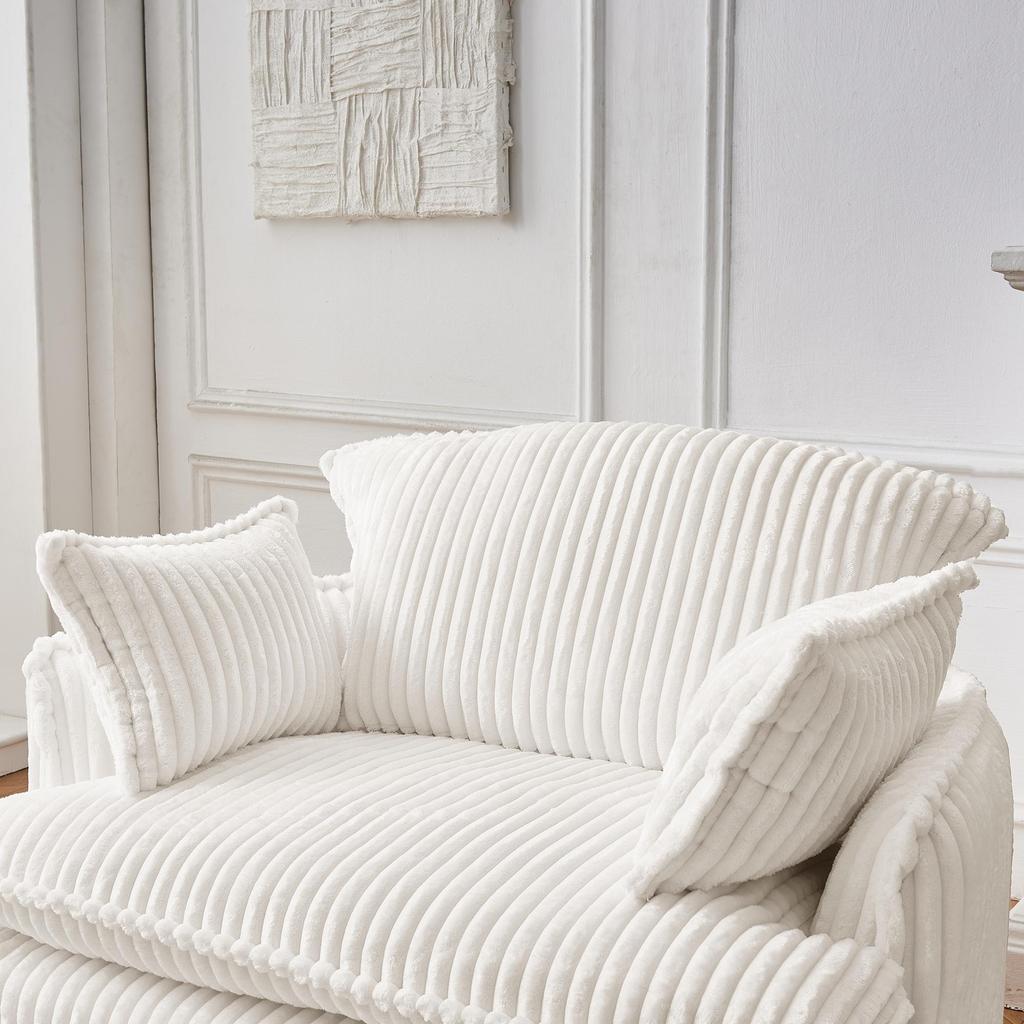 Soft single sofa with backrest and armrests, made of flannel and 30D high-resilience foam