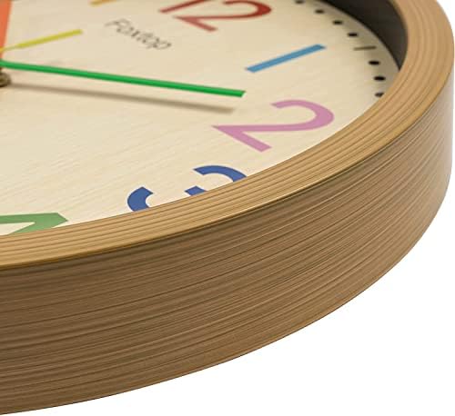 Foxtop Kids Wall Clock Silent No Tick Modern Colorful 30cm for Boys Girls Bedroom Kitchen Classroom