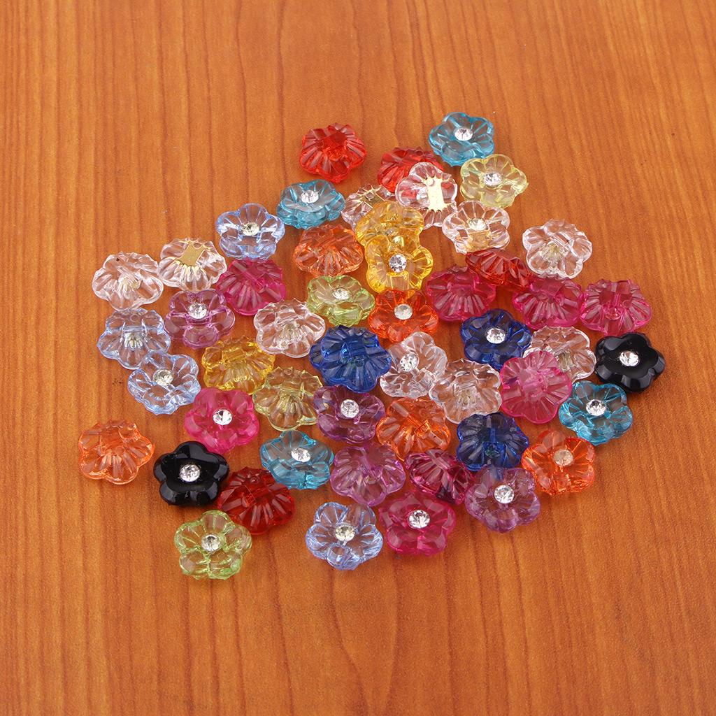 50 Pieces Acrylic Resin Rhinestone Clear Colorful Buttons Sewing Supplies