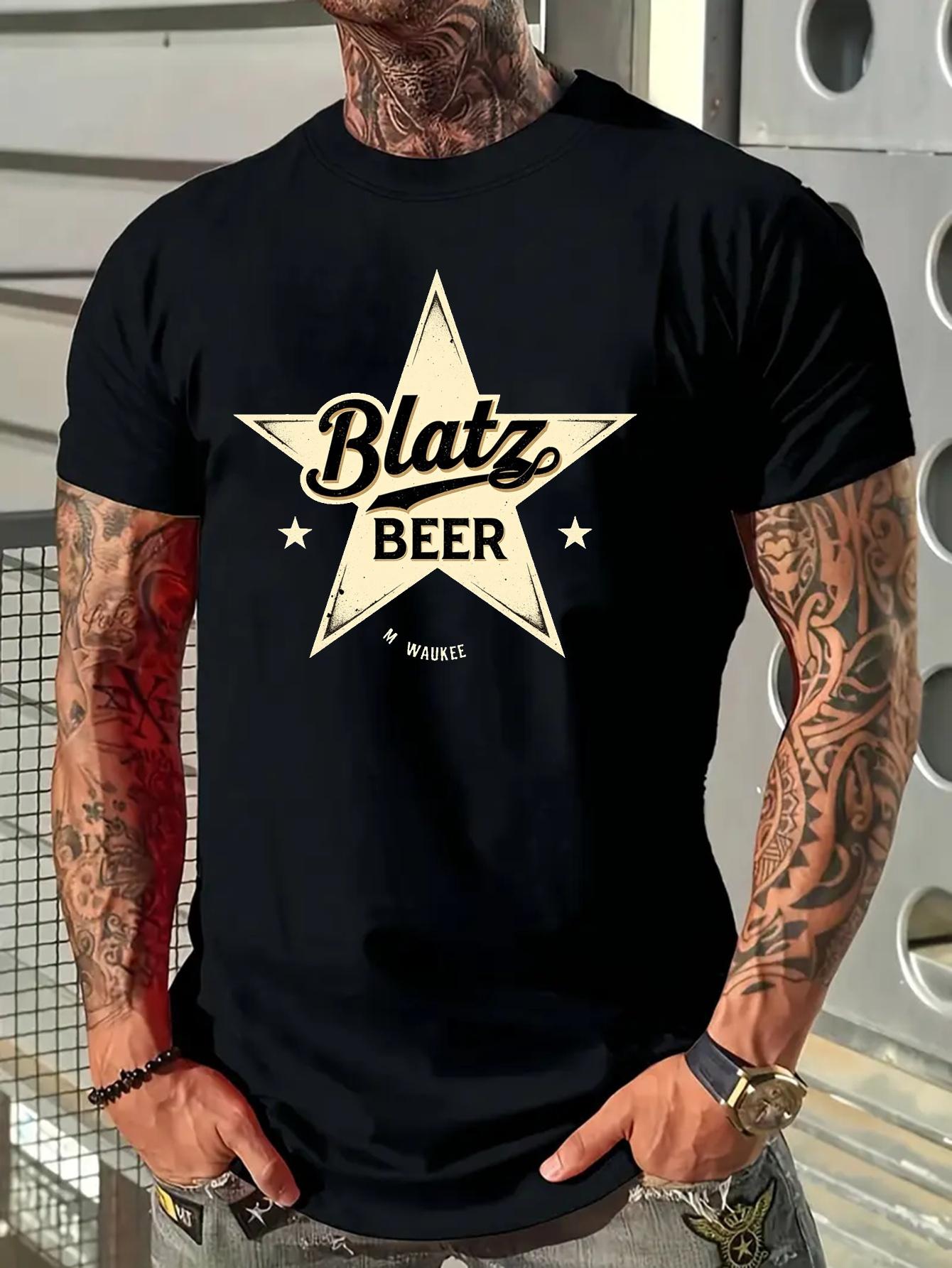 Cotton Blend T-shirt -  BLATZ BEER  Graphic Print XXXL
