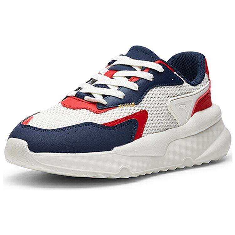 Anta Mesh Cushioning Slip Resistant Abrasion Resistant Breathable Low top Running Shoes Men's White Blue Red Casual 112028841-3