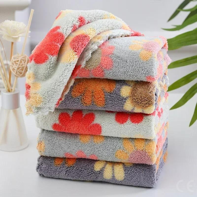 10pcs Kitchen Cleaning Cloths Soft Absorbent Dishcloth Coral Fleece Sunflower Wiping Towel Rags Household Cleaning Cloth 30X30CM