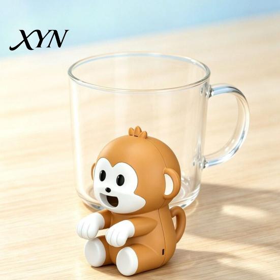 Mini Desk Fan Monkey Clip-on for Cup Bowl, Portable Holder Cooling Hot Clip Soup Coffee, 3 Speed Rechargeable Coffee Chiller, Neck Hanging Office