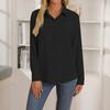 Casual Solid Color Women Loose Long Sleeve Shirt Single Breasted Lapel Pocket Stitching Fashion