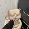 Street Style Small Square Pu Shoulder Bag With Lock Closure For Daily Casual Use
