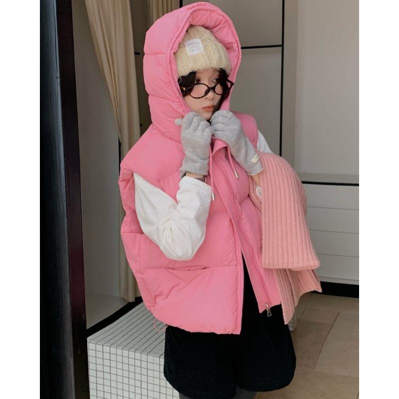 

Women Winter Warm Hooded Vest Fashionable Outerwear for Cold Weather S рожевий