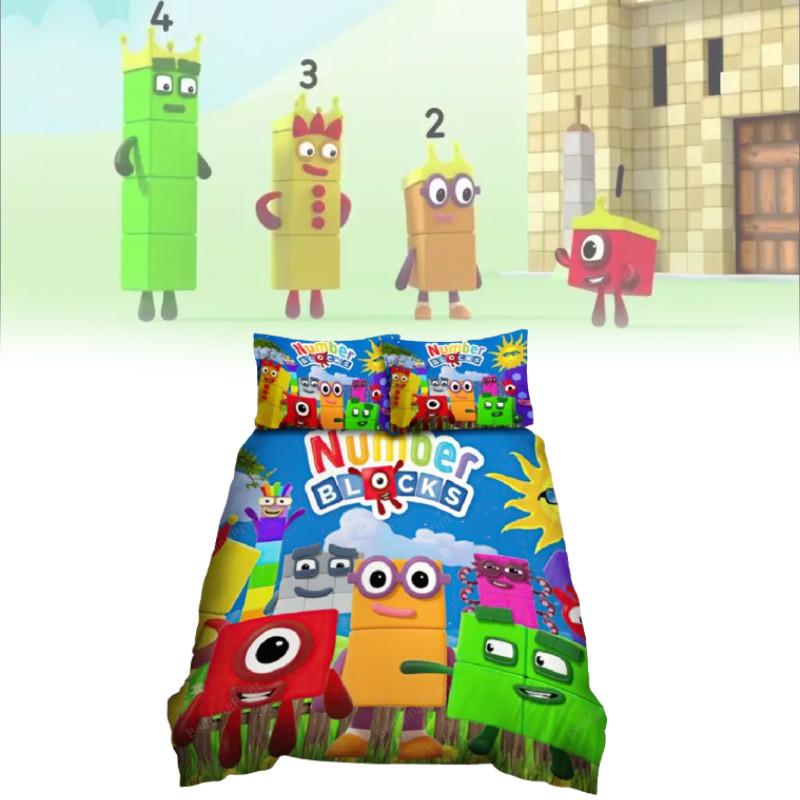 Numberblocks Digital Blocks Bedding Set With Active Dye Printing For Modern Bedroom Decor