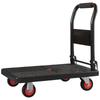 Silent Foldable Flatbed Trolley: Portable Steel Cart with Brake for Household Use