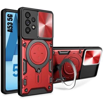 Shockproof Case - BOOLING - for Samsung Galaxy A53 5G - Red - Ring Stand - Sliding Camera Protection