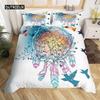 Boho Duvet Cover Dreamcatcher Rustic Floral Mandala Galaxy Duvet Cover Set Bohemian Native Ethnic Exotic Customs for Decorative