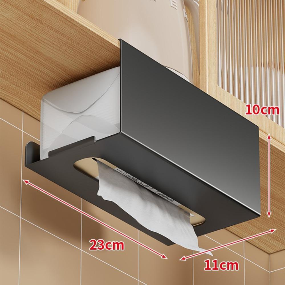 

Moisture-proof Wall-Mounted Tissue Rack Punch-Free Paper Towel Rack Kitchen Cabinet Doors чёрный