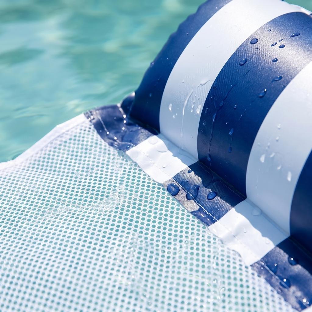 Hamaca Flotante Inflable Tumbona para Piscina Plegable Hamaca de Agua con Centro de Malla para Relajación y Comodidad 130x70cm