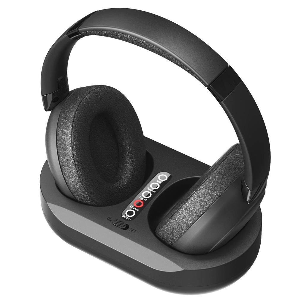 Căști Wireless Bluetooth + 2.4G pentru Transmițător TV Cu Bază de Încărcare Intrare Optică RCA Aux Căști Capacitate Mare