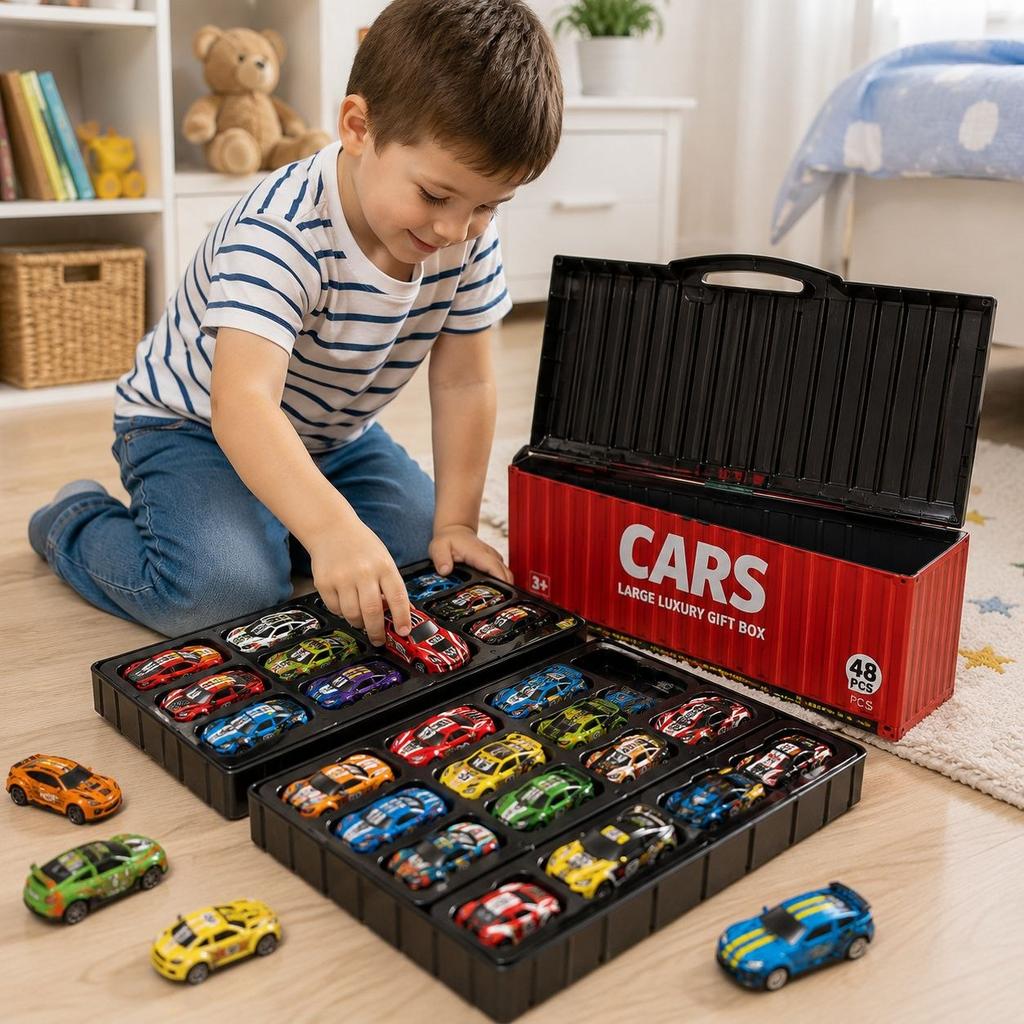 Spielzeugautos 48 Stück Automodelle in einem Container-Autoset